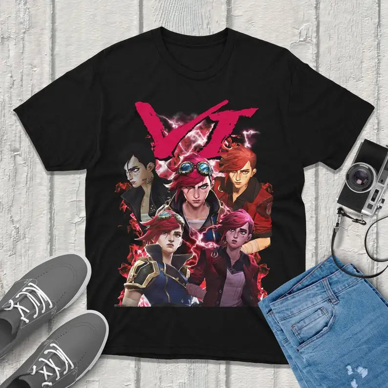 Vi Arcane Unisex Vintage Anime Streetwear T-Shirt