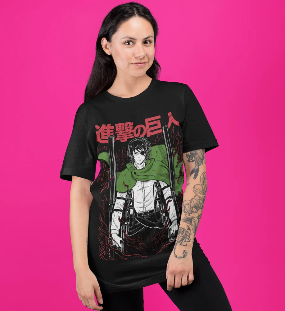 Attack on Titan AOT Hange Zoe T-shirt - Levi & Eren