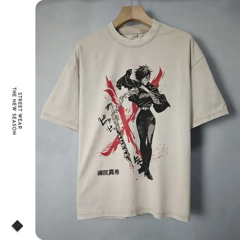 Bilibili Fushiguro Toji Vintage Anime T-Shirt