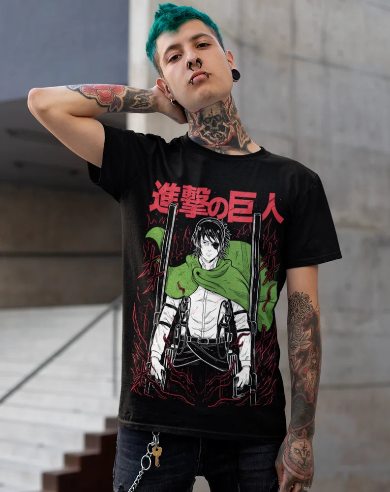 Attack on Titan AOT Hange Zoe T-shirt - Levi & Eren