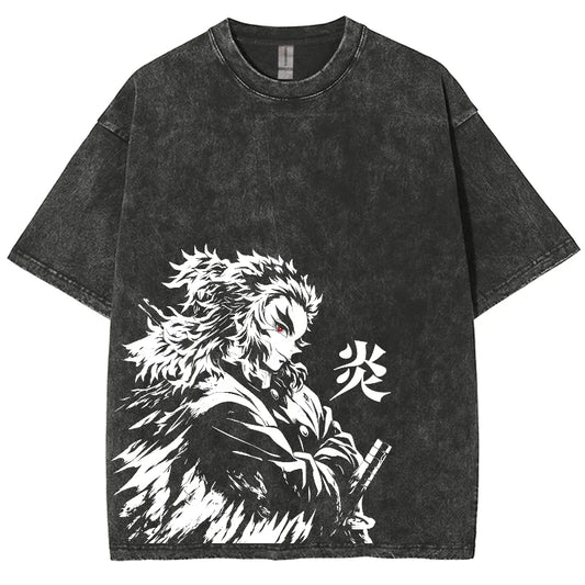 Anime Demon Slayer Rengoku Kyoujurou Oversized Shirt