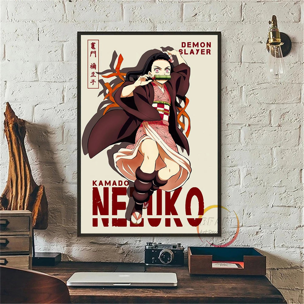 Anime Demon Slayer Canvas Poster - Tanjirou & Nezuko Wall Art