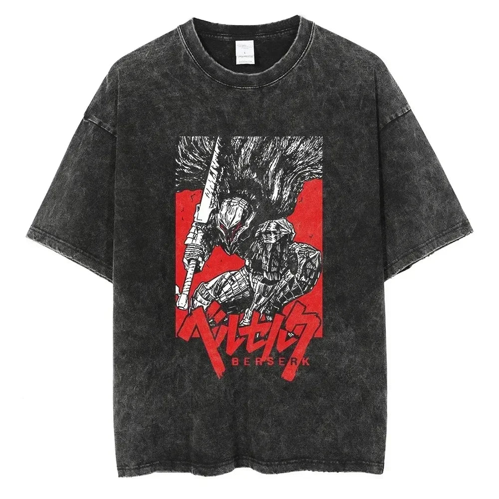 Vintage Washed Berserk Guts Graphic T-Shirt for Men