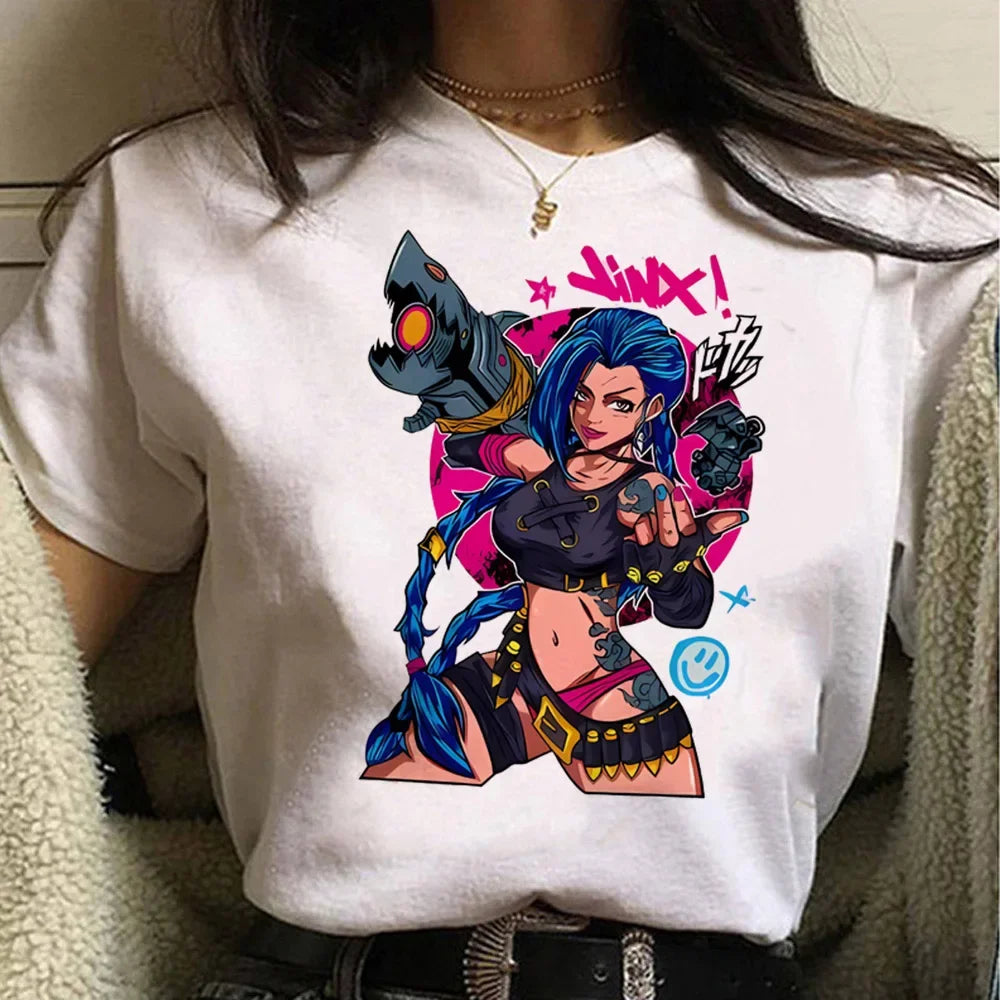 Jinx Arcane Casual Cartoon Print T-Shirt