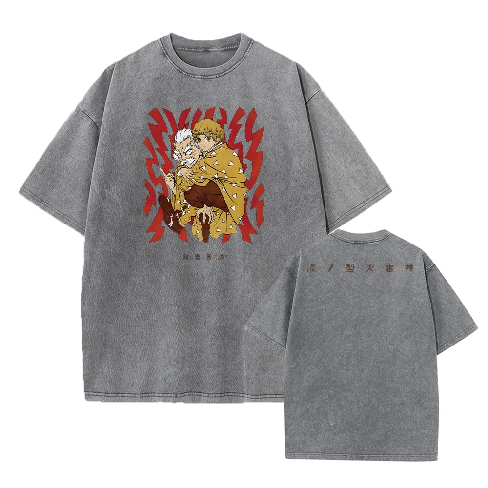 Harajuku Demon Slayer Vintage Oversized Graphic T-Shirt