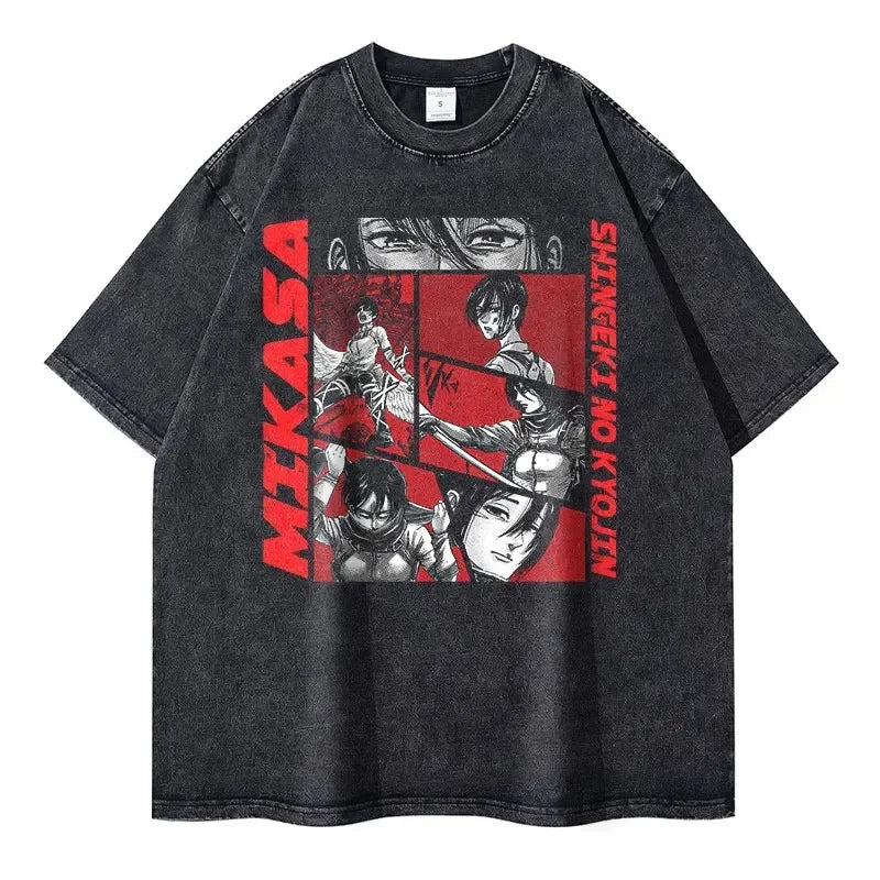 Mikasa Ackerman Vintage Washed Anime T-Shirt